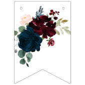 Bannière À Fanions Bourgogne & Fleurs de marine Mariage de bois rusti (Premier drapeau)