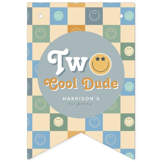 Bannière À Fanions Boys Cute 2nd Birthday Milestone Photo (Premier drapeau)