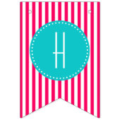 Bannière À Fanions Brayures turquoise et rose chaud Joyeux anniversai (Deuxième drapeau)