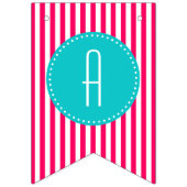 Bannière À Fanions Brayures turquoise et rose chaud Joyeux anniversai (Troisième drapeau)