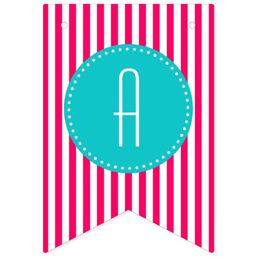 Bannière À Fanions Brayures turquoise et rose chaud Joyeux anniversai (Troisième drapeau)