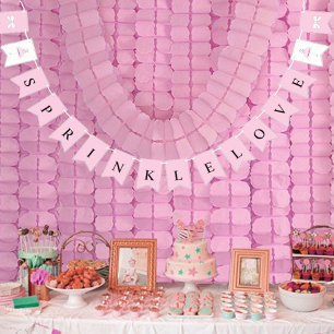 Bannière À Fanions BRIDE Sprinkings Little Love Pink Shower Party