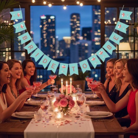 Bannière À Fanions Bride to Be Raspberry Cocktail Bunting Banner