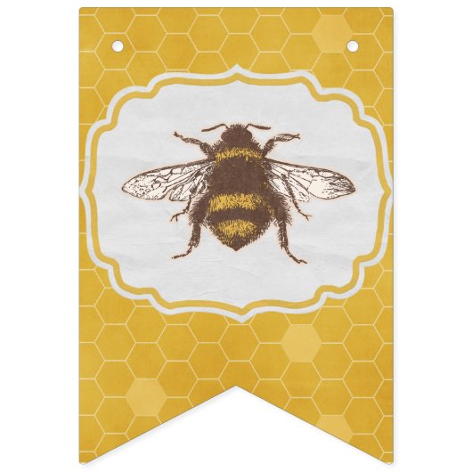 Bannière À Fanions Bride To Bee - Honeycomb-extra abeilles (Premier drapeau)