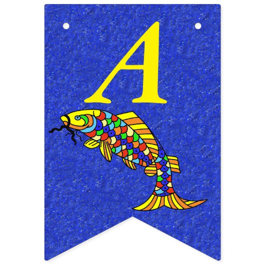 Bannière À Fanions Bright Festive Joyeux Anniversaire Poisson Abstrai (Deuxième drapeau)