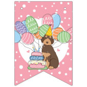Bannière À Fanions Brown Tan Aussiedoodle Bonne fête d'anniversaire (Premier drapeau)