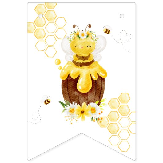 Bannière À Fanions Bumble bee joyeux anniversaire (Premier drapeau)