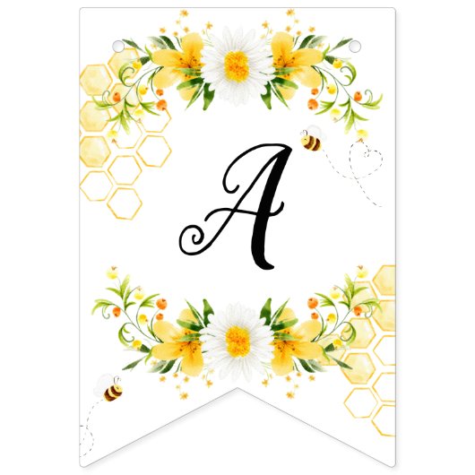 Bannière À Fanions Bumble bee joyeux anniversaire (Troisième drapeau)