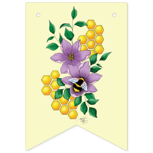 Bannière À Fanions Bumblebebee Lavender fleurs Jaune (Premier drapeau)