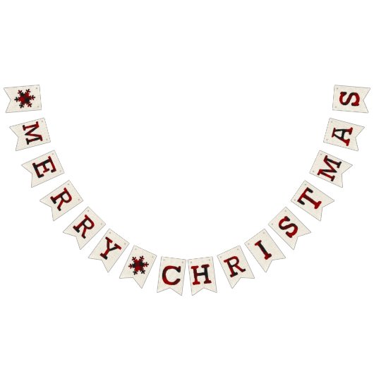 Bannière À Fanions Burlap et plaid Joyeux Noël (Tout)