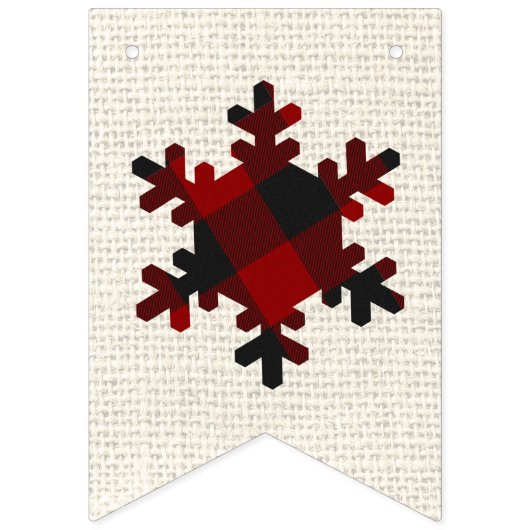 Bannière À Fanions Burlap et plaid Joyeux Noël (Premier drapeau)