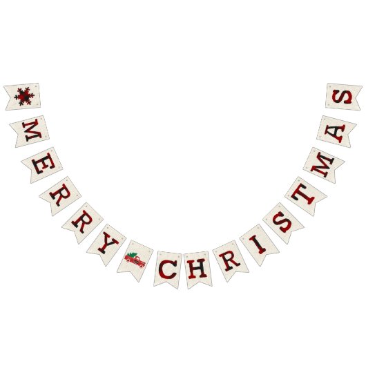 Bannière À Fanions Burlap et plaid Joyeux Noël (Tout)