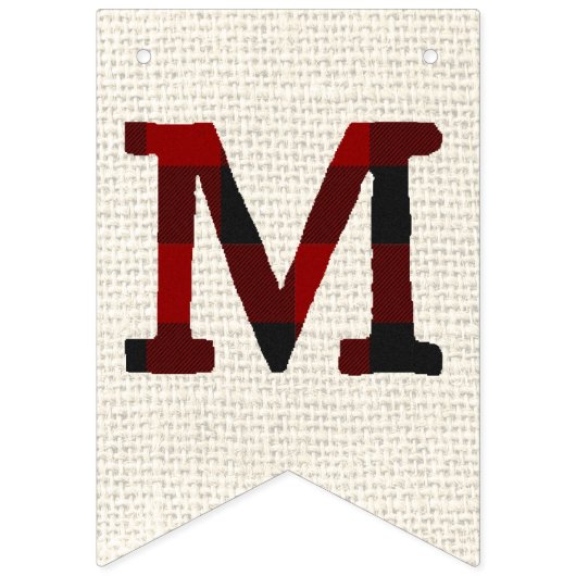 Bannière À Fanions Burlap et plaid Joyeux Noël (Deuxième drapeau)