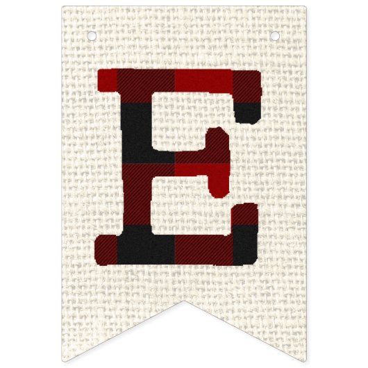 Bannière À Fanions Burlap et plaid Joyeux Noël (Troisième drapeau)