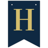 Bannière À Fanions Cadre Art Déco Navy et Or Fête d'anniversaire (Deuxième drapeau)