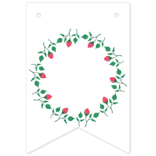 Bannière À Fanions Cadre rond fleuri avec fleurs roses (Deuxième drapeau)