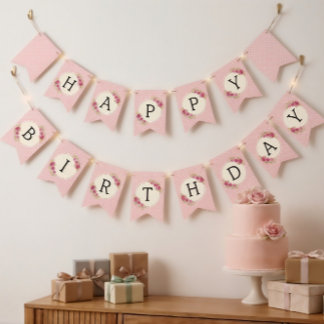 Bannière À Fanions Cadre vintage shabby chic aux roses