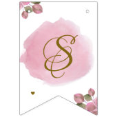 Bannière À Fanions Calligraphie or rose pâle Floral Mariage élégant (Premier drapeau)