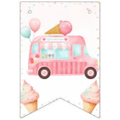 Bannière À Fanions Camion à glace rose Anniversaire (Premier drapeau)