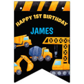 Bannière À Fanions Camions de construction garçons fête d'anniversair (Premier drapeau)