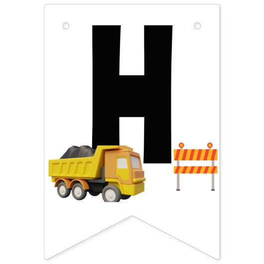 Bannière À Fanions Camions de construction | Parti Anniversaire de en (Deuxième drapeau)