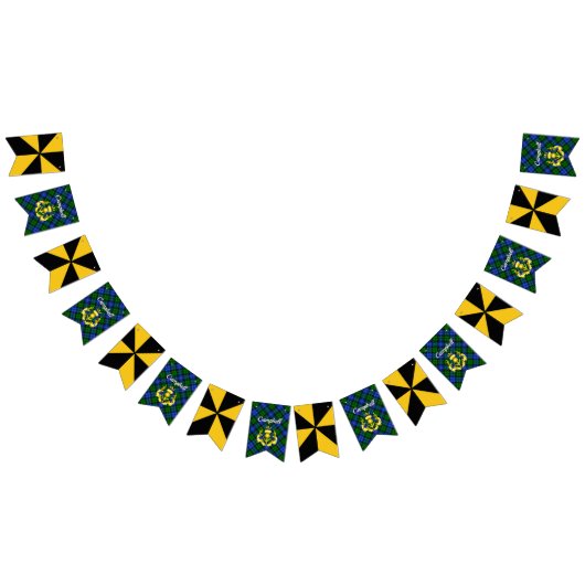 Bannière À Fanions Campbell Armoiries Shield & Tartan (Tout)