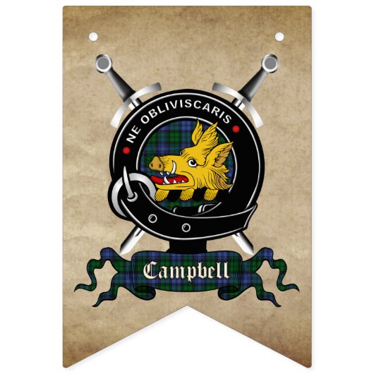 Bannière À Fanions Campbell Clan Badge & Tartan Bunting Flags (Premier drapeau)