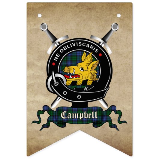 Bannière À Fanions Campbell Clan Badge & Tartan Bunting Flags (Troisième drapeau)