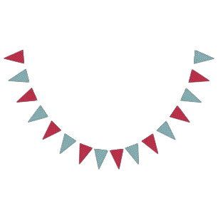 Bannière À Fanions Camping rouge et Turquoise rétro