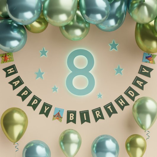 Bannière À Fanions Camping Vert Anniversaire Fête Joyeux Anniversaire