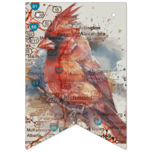 Bannière À Fanions Cardinal sur la carte routière de Virginie, Art à