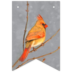 Bannière À Fanions Cardinal sur la peinture de branche - Art original