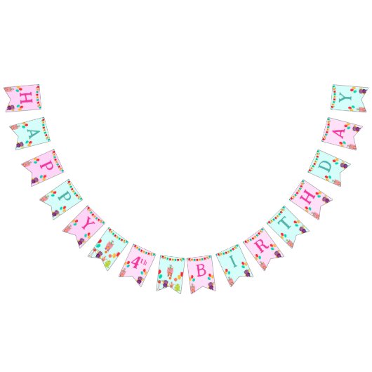 Bannière À Fanions Caricature monstre mignon de lille fête d'annivers (Tout)