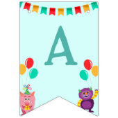 Bannière À Fanions Caricature monstre mignon de lille fête d'annivers (Deuxième drapeau)