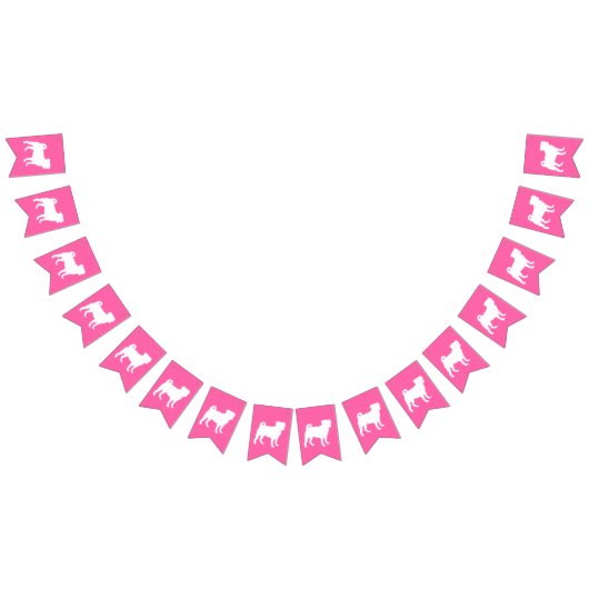 Bannière À Fanions Carlin chien Baby shower rose chiot fille (Tout)