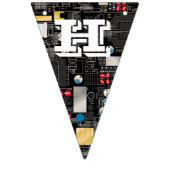 Bannière À Fanions Carte de circuit noir (Deuxième drapeau)