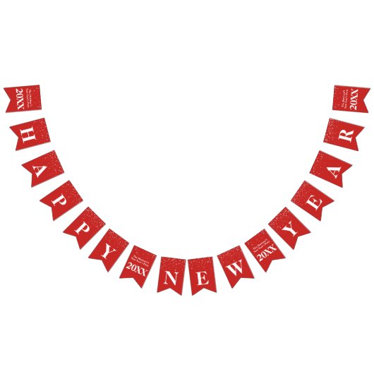 Bannière À Fanions Célébration blanche rouge de bonne année d'étoiles (Tout)