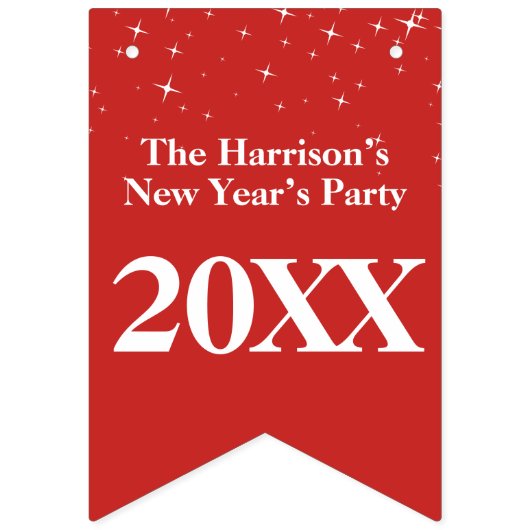 Bannière À Fanions Célébration blanche rouge de bonne année d'étoiles (Premier drapeau)