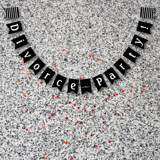 Bannière À Fanions Célébration de la fête du divorce Blanc noir