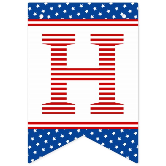 Bannière À Fanions Célébration étoilée Rouge Blanc Bleu (Deuxième drapeau)