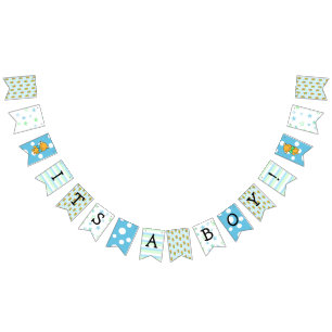 Bannière À Fanions C'est un garçon, Baby shower bleu Teddy Bear
