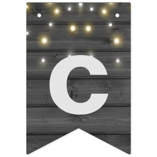 Bannière À Fanions chaîne de feux de fête sur bois noir (Premier drapeau)