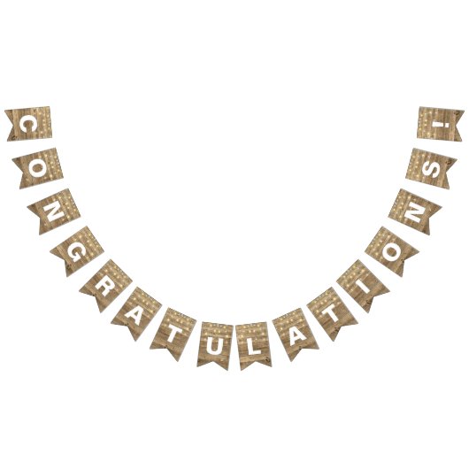 Bannière À Fanions chaîne de feux de fête sur bois rustique (Tout)