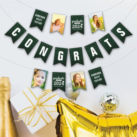 Bannière À Fanions Chalkboard Sketch Class Of 2025 Photo Grad Party