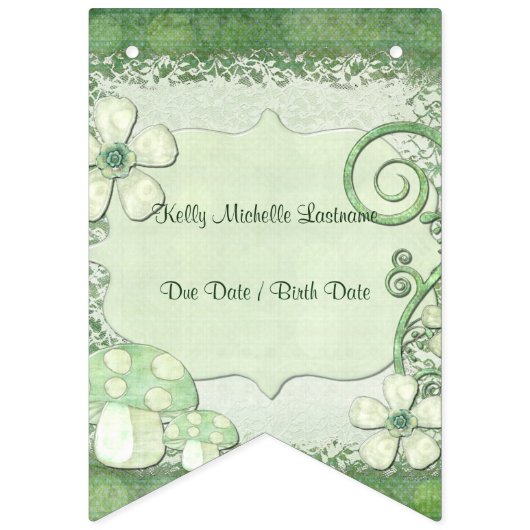 Bannière À Fanions Chantily Whimsical Mixed Media C'EST UNE FILLE (Premier drapeau)