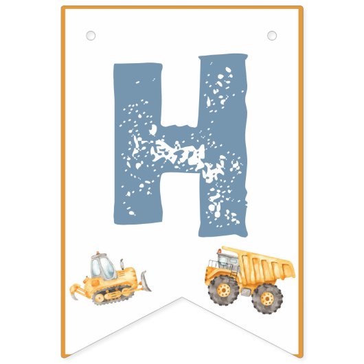 Bannière À Fanions Chariots de construction fête d'anniversaire (Premier drapeau)