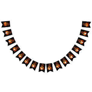 BANNIÈRE À FANIONS CHAT FUNNY CITROUILLE HAPPY HALLOWEEN