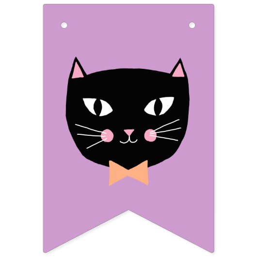 Bannière À Fanions Chat noir mignon Pastel Halloween Joyeux anniversa (Premier drapeau)