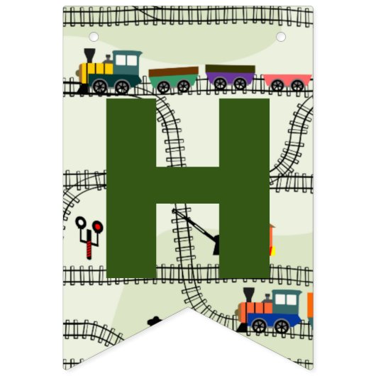 Bannière À Fanions Chemins de fer pour enfants Trains et pistes Anniv (Deuxième drapeau)