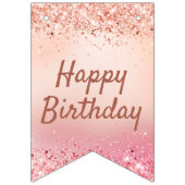 Bannière À Fanions Chic Blush Rose Holo Parties scintillant Anniversa (Deuxième drapeau)